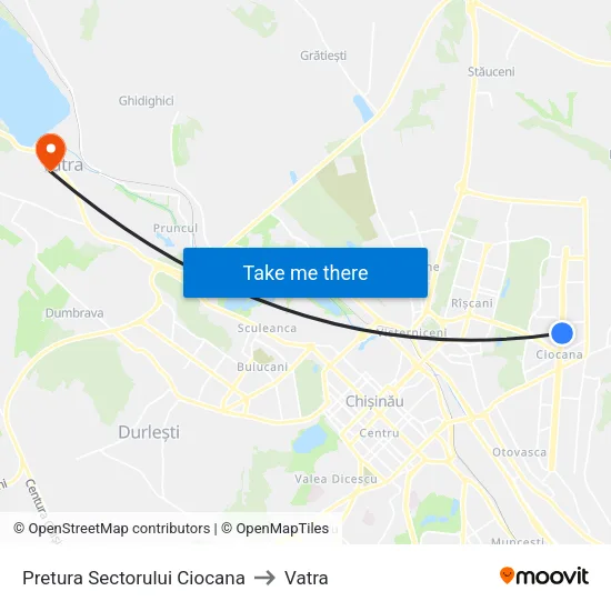 Pretura Sectorului Ciocana to Vatra map