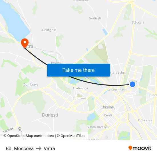 Bd. Moscova to Vatra map