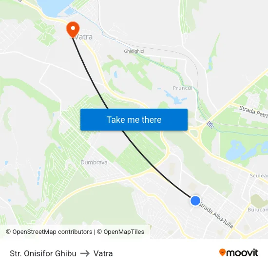 Str. Onisifor Ghibu to Vatra map