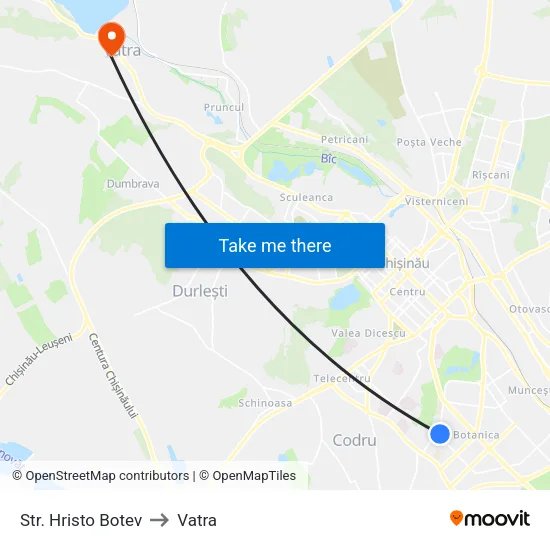 Str. Hristo Botev to Vatra map