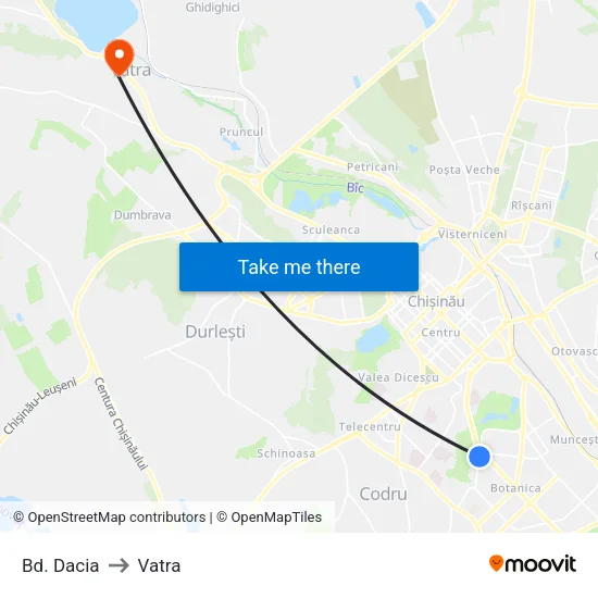 Bd. Dacia to Vatra map