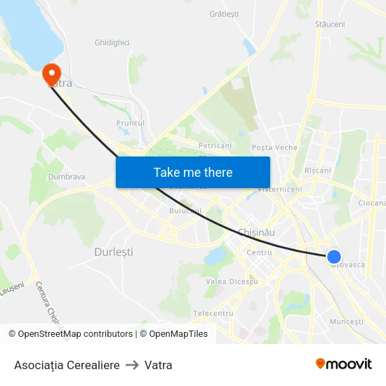 Asociația Cerealiere to Vatra map