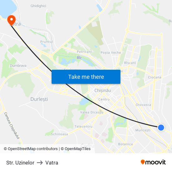 Str. Uzinelor to Vatra map