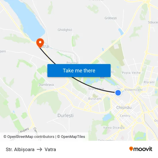 Str. Albișoara to Vatra map
