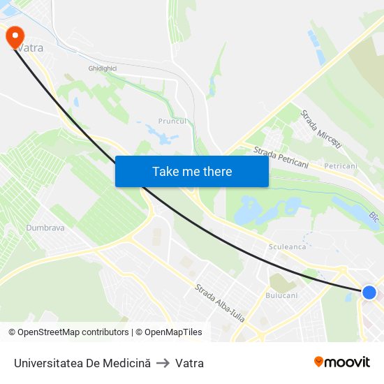 Universitatea De Medicină to Vatra map