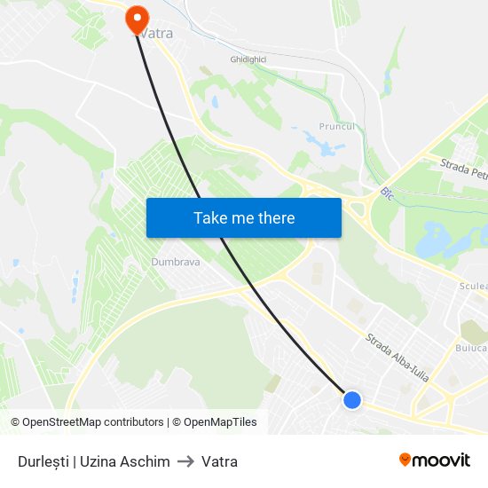 Durlești | Uzina Aschim to Vatra map