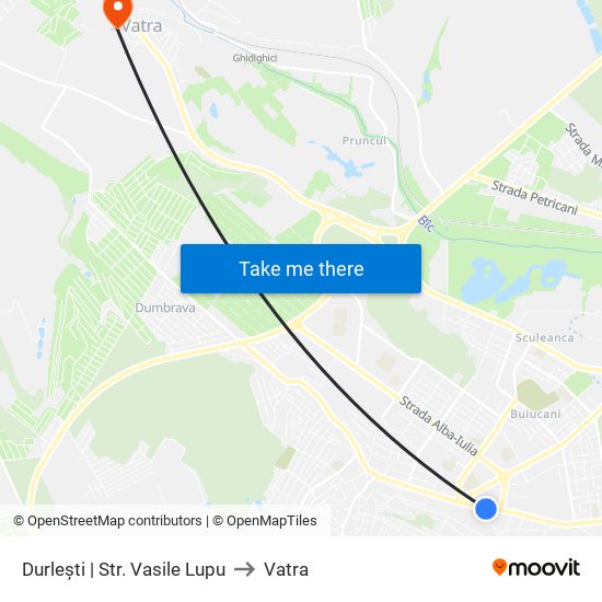 Durlești | Str. Vasile Lupu to Vatra map