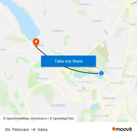 Str. Petricani to Vatra map