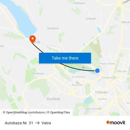 Autobaza Nr. 31 to Vatra map