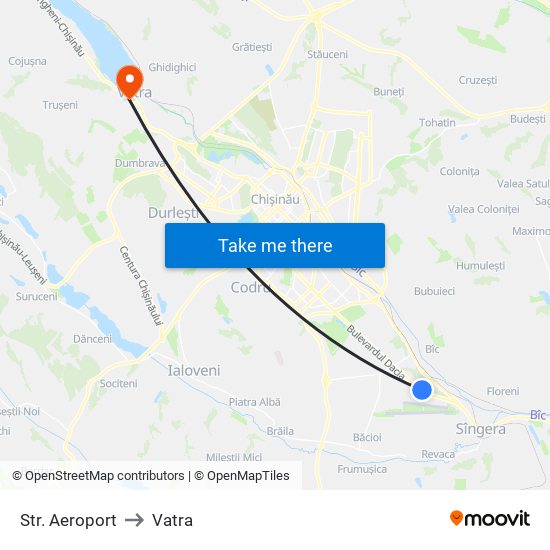 Str. Aeroport to Vatra map