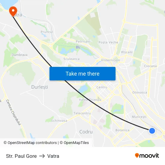 Str. Paul Gore to Vatra map