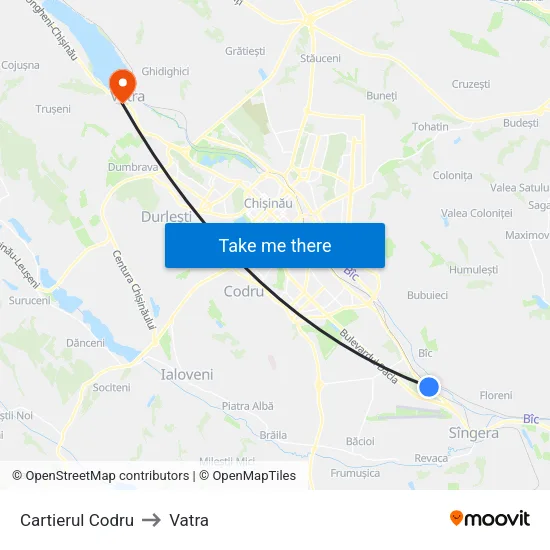 Cartierul Codru to Vatra map