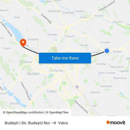 Budești | Str. Budeștii Noi to Vatra map