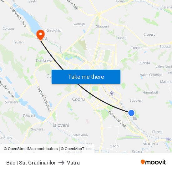 Bâc | Str. Grădinarilor to Vatra map