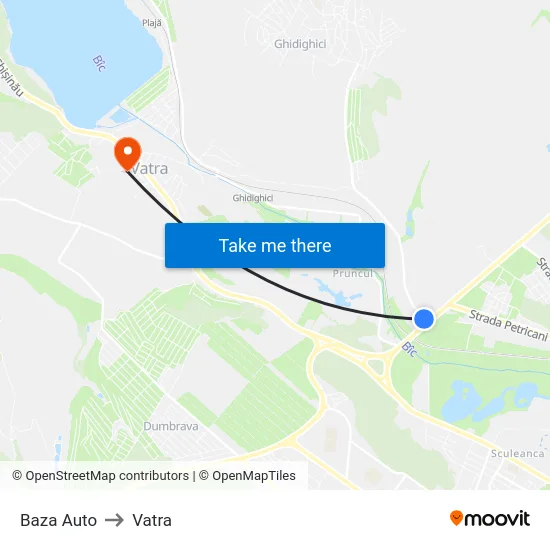 Baza Auto to Vatra map