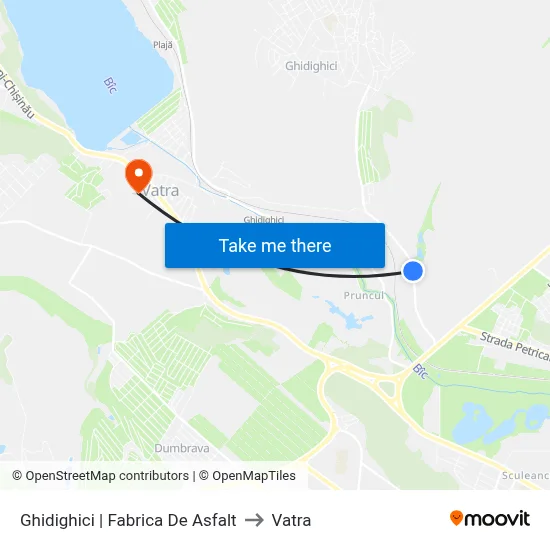 Ghidighici | Fabrica De Asfalt to Vatra map