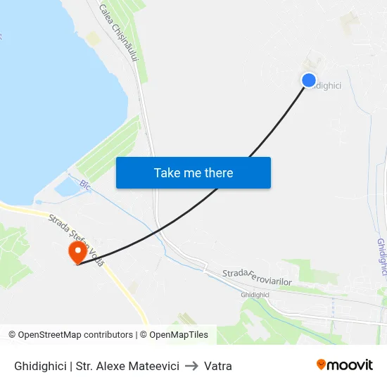 Ghidighici | Str. Alexe Mateevici to Vatra map