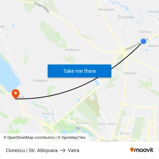 Ciorescu | Str. Albișoara to Vatra map