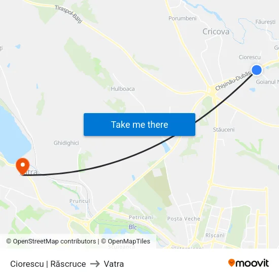 Ciorescu | Răscruce to Vatra map