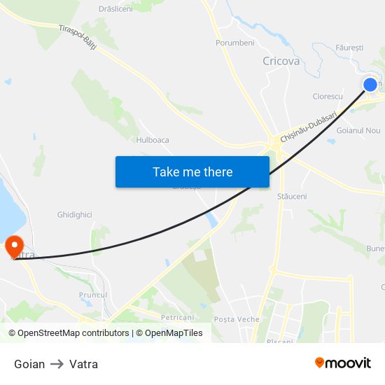 Goian to Vatra map