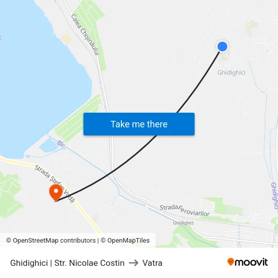 Ghidighici | Str. Nicolae Costin to Vatra map