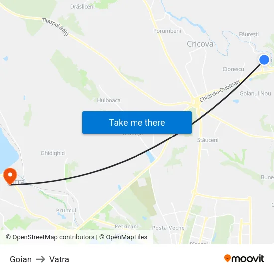 Goian to Vatra map