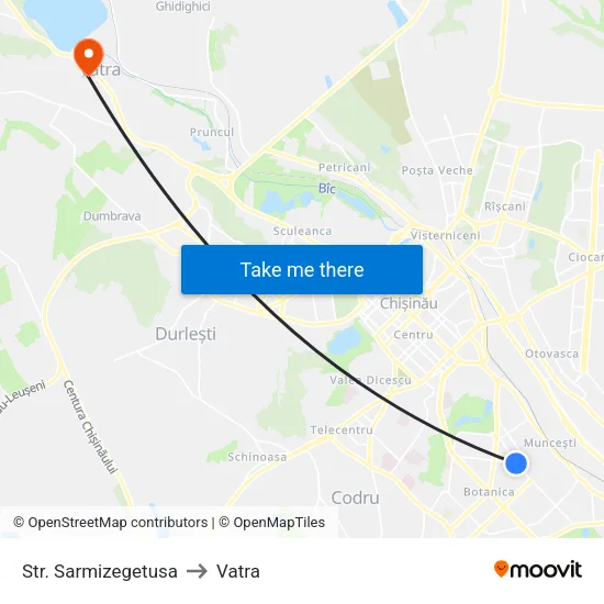 Str. Sarmizegetusa to Vatra map
