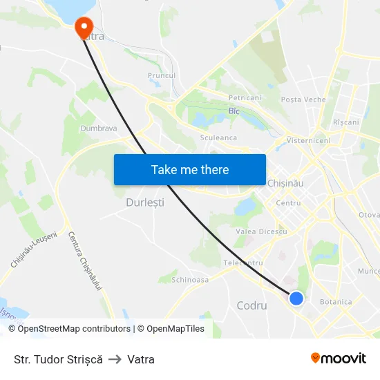Str. Tudor Strișcă to Vatra map