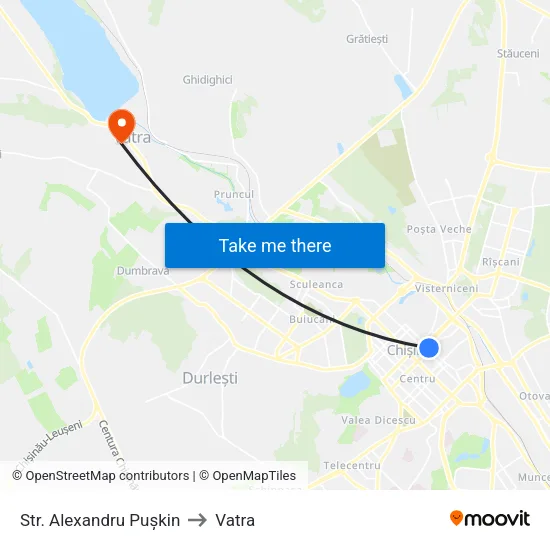 Str. Alexandru Pușkin to Vatra map