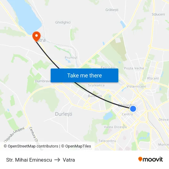 Str. Mihai Eminescu to Vatra map