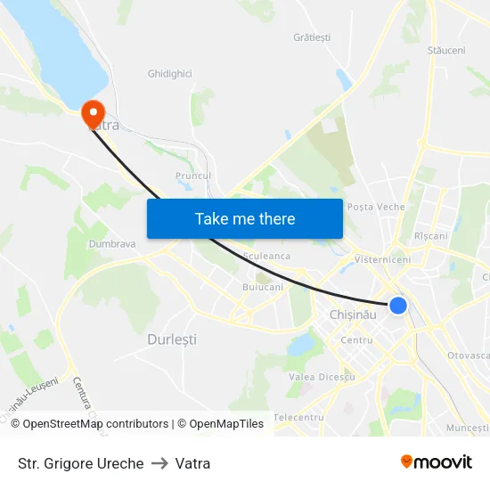 Str. Grigore Ureche to Vatra map