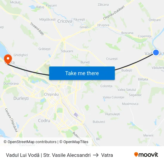 Vadul Lui Vodă | Str. Vasile Alecsandri to Vatra map