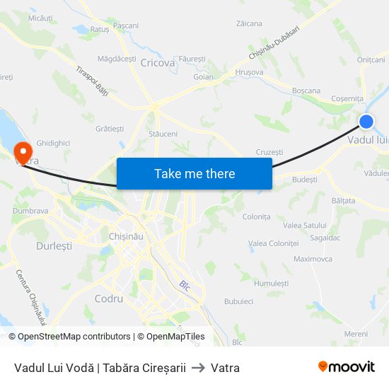 Vadul Lui Vodă | Tabăra Cireșarii to Vatra map