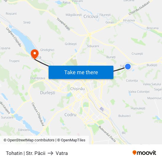 Tohatin | Str. Păcii to Vatra map