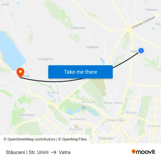 Stăuceni | Str. Unirii to Vatra map