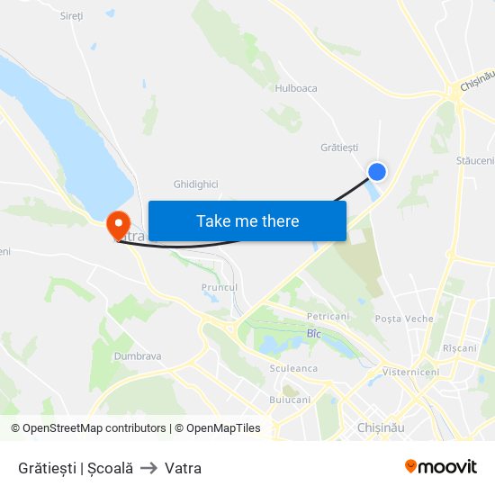 Grătiești | Școală to Vatra map