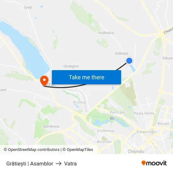 Grătiești | Asamblor to Vatra map