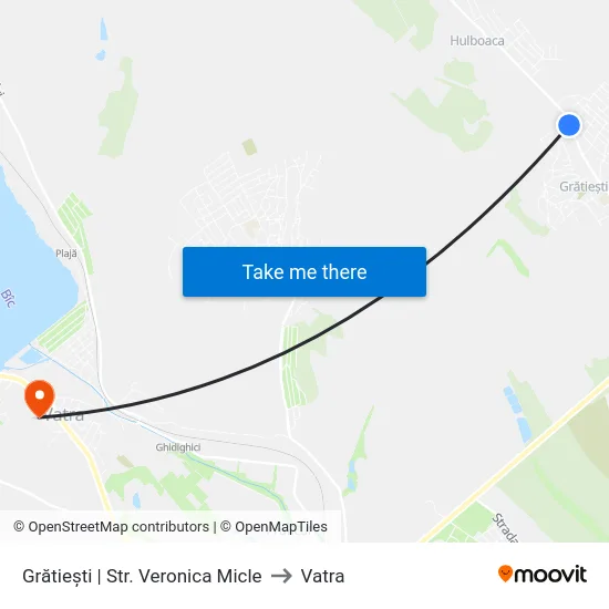Grătiești | Str. Veronica Micle to Vatra map