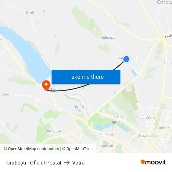 Grătiești | Oficiul Poștal to Vatra map