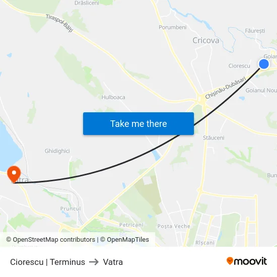 Ciorescu | Terminus to Vatra map