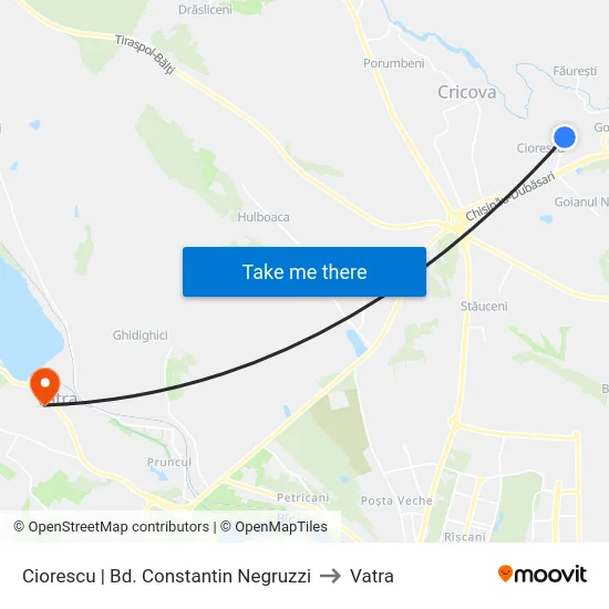 Ciorescu | Bd. Constantin Negruzzi to Vatra map