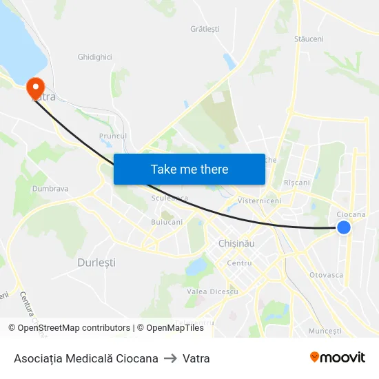 Asociația Medicală Ciocana to Vatra map