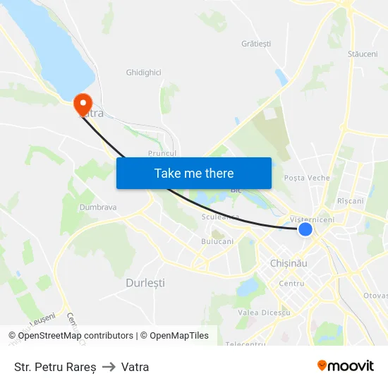 Str. Petru Rareș to Vatra map