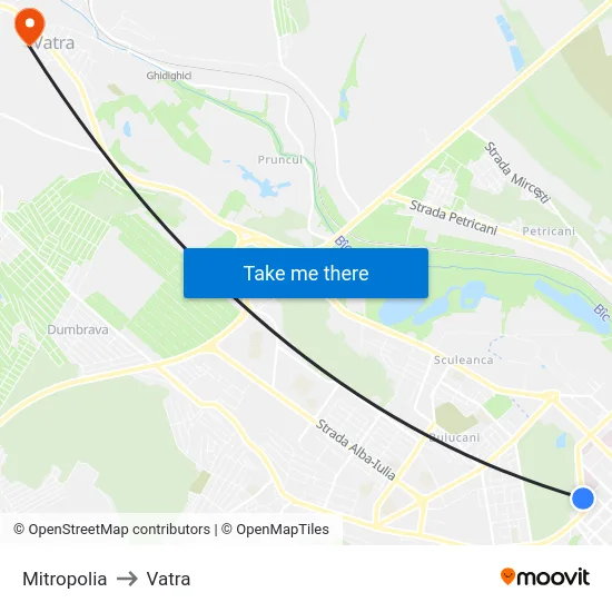 Mitropolia to Vatra map