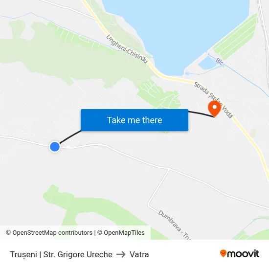 Trușeni | Str. Grigore Ureche to Vatra map
