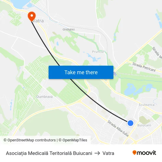 Asociația Medicală Teritorială Buiucani to Vatra map