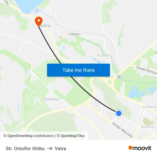 Str. Onisifor Ghibu to Vatra map