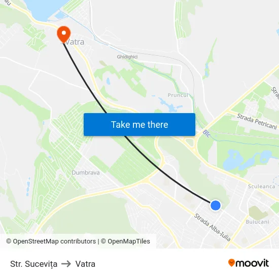 Str. Sucevița to Vatra map