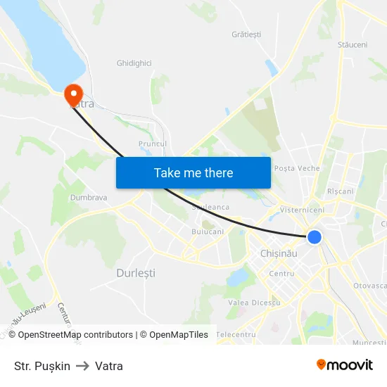 Str. Pușkin to Vatra map