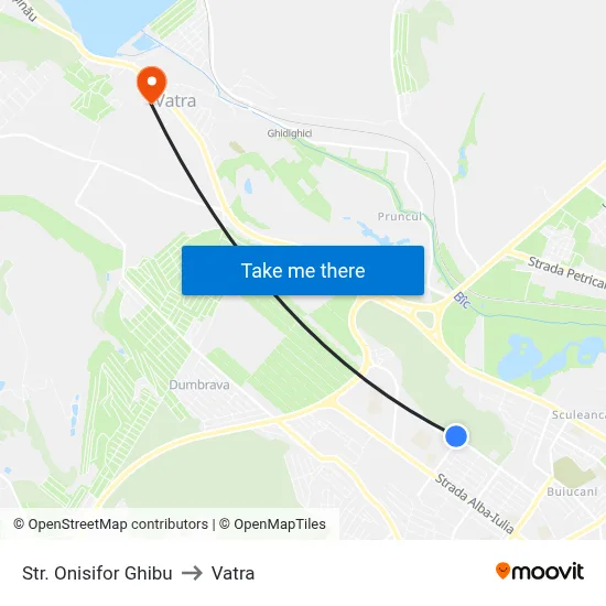 Str. Onisifor Ghibu to Vatra map